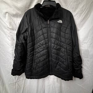 The North Face Women’s XL Jacket Black Quilted Full Zip Fleece Lined Winter Coat